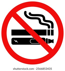 No smoking no vaping prohibition sign. Vector Illustration