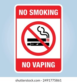 NO SMOKING NO VAPING sign. Editable EPS 10 Vector illustration isolated on white background.