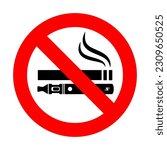 No smoking no vaping sign. Forbidden sign icon isolated on white background vector illustration. Cigarette, vape and smoke and in prohibition circle.