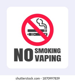 No smoking no vaping sign. Forbidden sign icon isolated on white background vector illustration. Cigarette, vape and smoke and in prohibition circle.