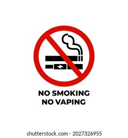 No Smoking No Vaping Sign. Vector Icon.