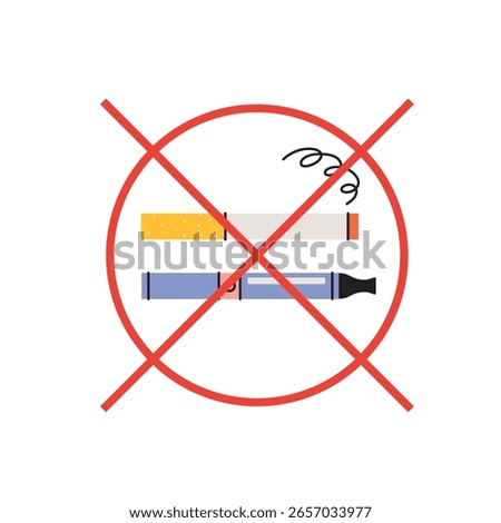 no smoking or vaping sign – vector illustration of anti-smoking symbol, public health warning icon, tobacco ban label, quit smoking concept, minimal flat design for posters, stickers, infographics