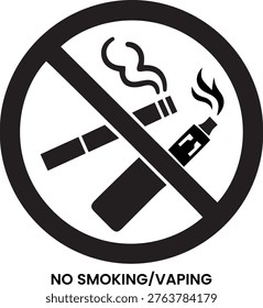 No Smoking and No Vaping Vector Icon, Prohibited Electronic Cigarette and Tobacco Sign