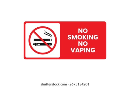Sinal vetorial "No Smoking No Vaping", ideal para espaços públicos. Comunica claramente as restrições