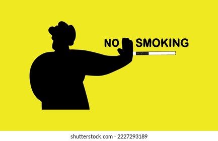 No smoking. Vector banner supporting nicotine rejection. Isolated illustration.