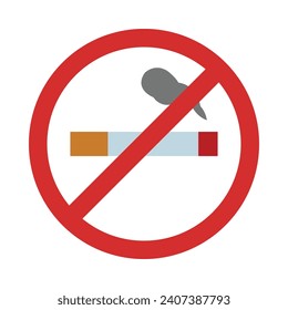 No Smoking Vector Flat Icon For Personal And Commercial Use.
