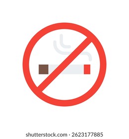 No Smoking Vector for Health Awareness and Clean Air. Prohibited cigarette illustration. Public safety and anti-smoking concept. Flat Icon