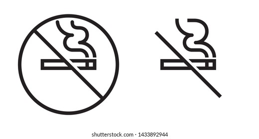 No smoking vector icon. Cigarette smoke forbidden, no smoking area warning sign