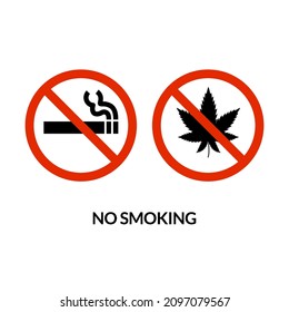 Prohibición de dejar de fumar cigarrillos con iconos vectores. Símbolo de vector de humo ilustración de advertencia de tabaco