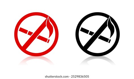 No smoking vector icon. Cigarette crossed out in a circle