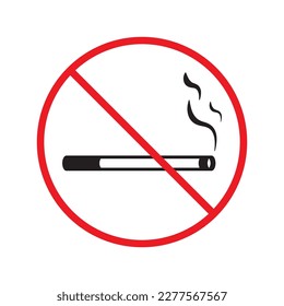 No smoking vector icon. Do not smoke cigarette icon. Smoking prohibited. Forbidden smoke icon sign. No Tobacco symbol pictogram. Restriction icon. Warning Caution label ban danger