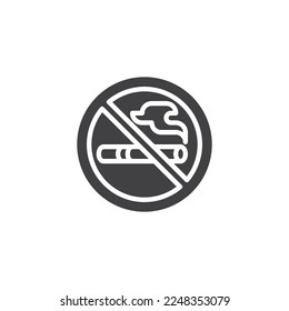 Icono vectorial de no fumar. signo plano relleno para concepto móvil y diseño web. No hay icono de glifo de humo de cigarrillo. Símbolo, ilustración del logotipo. Gráficos vectoriales