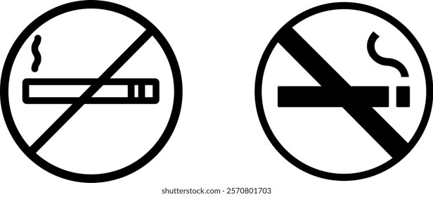 "No Smoking Vector Icon Set: Clear and Impactful Designs for Health and Safety"