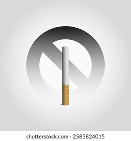 No Smoking: vector illustration of a cigarette with a prohibition symbol in the background