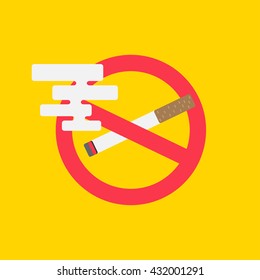 No smoking vector illustration. Cigarette with forbidden symbol creative concept. Stop smoking graphic design. No smoking concept.