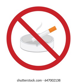 No smoking vector illustration with cigarette butt in an ashtray