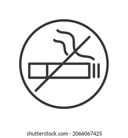 No smoking - vector line design single isolated icon on white background. High quality black pictogram. Prohibition sign. Cigarette crossed, ban. Bad habit quitting idea, healthcare and addiction