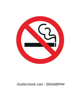 No fumar. Señal de prohibición de vectores. Un círculo rojo con una diagonal roja a través de él. Fumar es una pegatina prohibida, tachar el cigarrillo de humo.