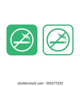 No smoking vector sign. Green and white