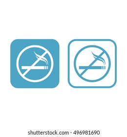 No smoking vector sign. White and blue