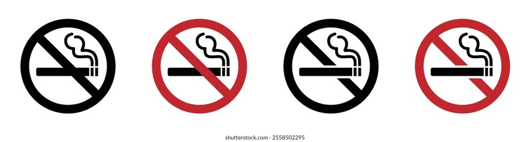 No smoking vector signs set. smoke prohibited signs