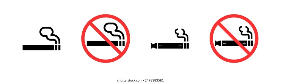 No smoking vector symbol collection. Smoke allowed and forbidden icons.