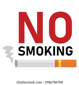 No smoking vector template design with black and red text effect and cigarette on a white background. no smoking sign vector illustration.
