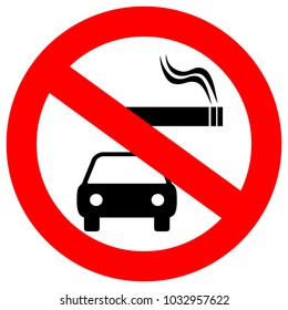 No smoking in vehicles vector sign isolated on white background