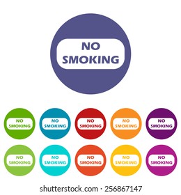 No smoking web flat icon in different colors. Vector Illustration 