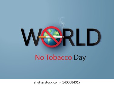 No smoking and World No Tobacco Day, Paper cut style.