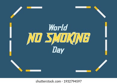 No smoking, world tobacco day concept.  tag or label design with cigarette background for World No Smoking Day. T-shirt design for awareness 