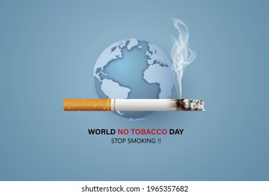  No smoking and World No Tobacco Day ,paper collage style with digital craft .