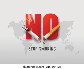 No smoking and World No Tobacco Day ,paper collage style with digital craft .