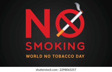 No smoking, world no tobacco day with cigarette and forbidden sign awareness post banner design template