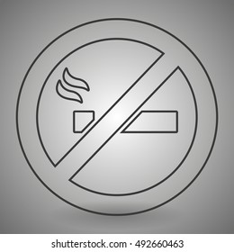 No smoking zone icon. Smoking prohibited sign. No cigarette smoke area symbol on a gray background vector illustration.