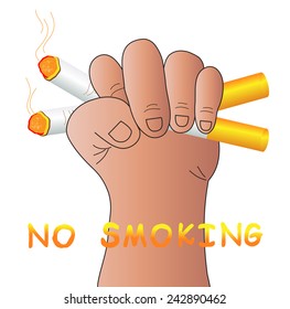 No smoking.A hand crushing cigarettes-Vector illustration