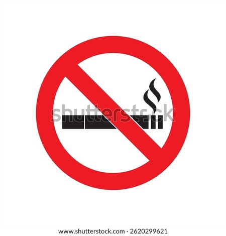 No Smooking sign in red circle and black , isolated on white background 