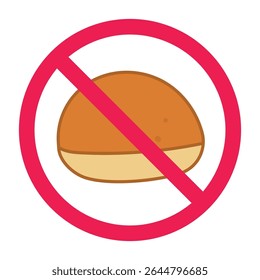 No snack sign vector, snack not allowed symbol, prohibited snack icon, no eating snacks sign, forbidden snack area sign