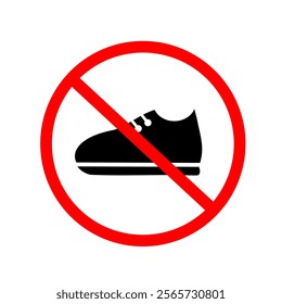 No sneaker shoes vector icon. Do not wear sneakers sign symbol. Fashion icon prohibitted or regulation for event or public place printable. Fashion clip art silhouette. No casual footwear