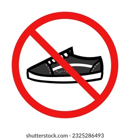 No Sneakers Sign on White Background