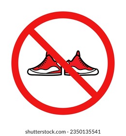 No Sneakers Sign on White Background
