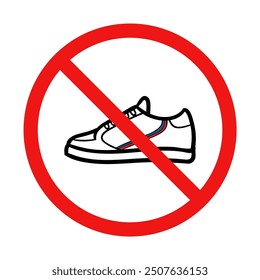 No Sneakers Sign on White Background