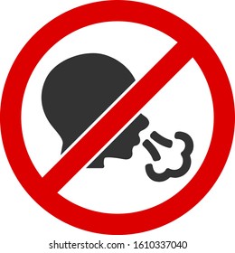 No sneeze vector icon. Flat No sneeze symbol is isolated on a white background.