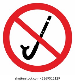 No snorkeling sign, diving equipment, no entry with snorkel, vector icon