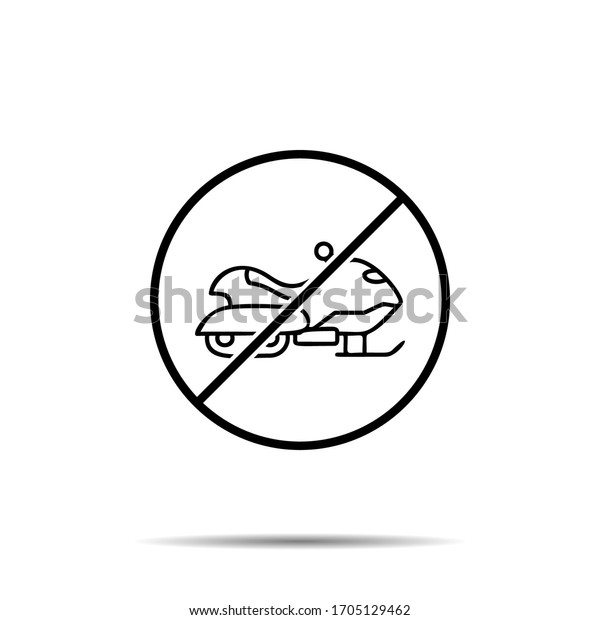 No snow bike icon. Simple\
thin line, outline vector of adventure ban, prohibition, embargo,\
interdict, forbiddance icons for ui and ux, website or mobile\
application
