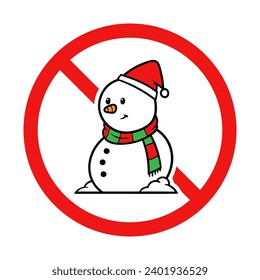 No Snowman Sign on White Background