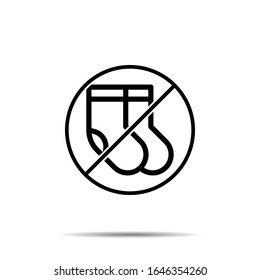 No socks icon. Simple thin line, outline vector of laundry ban, prohibition, forbiddance icons for ui and ux, website or mobile application