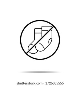 No hay icono de calcetines. Línea delgada simple, contorno vector de prohibición de otoño, prohibición, embargo, interdicto, íconos de prohibición para ui y ux, sitio web o aplicación móvil