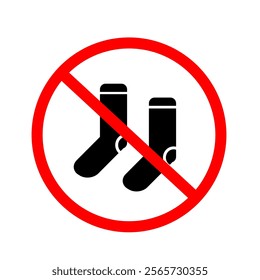 No socks vector icon. Do not wear socks sign symbol. Fashion icon prohibitted or regulation for event or public place printable. Fashion clip art silhouette