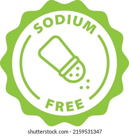 No Sodium Free Green Stamp Outline Badge Icon Label Isolated Rounded Vector On Transparent Background